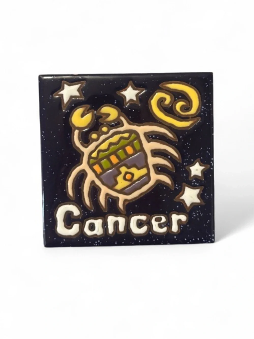 Earthtones Cancer Zodiac Hand Glazed Ceramic Decorative Southwest Art Tile